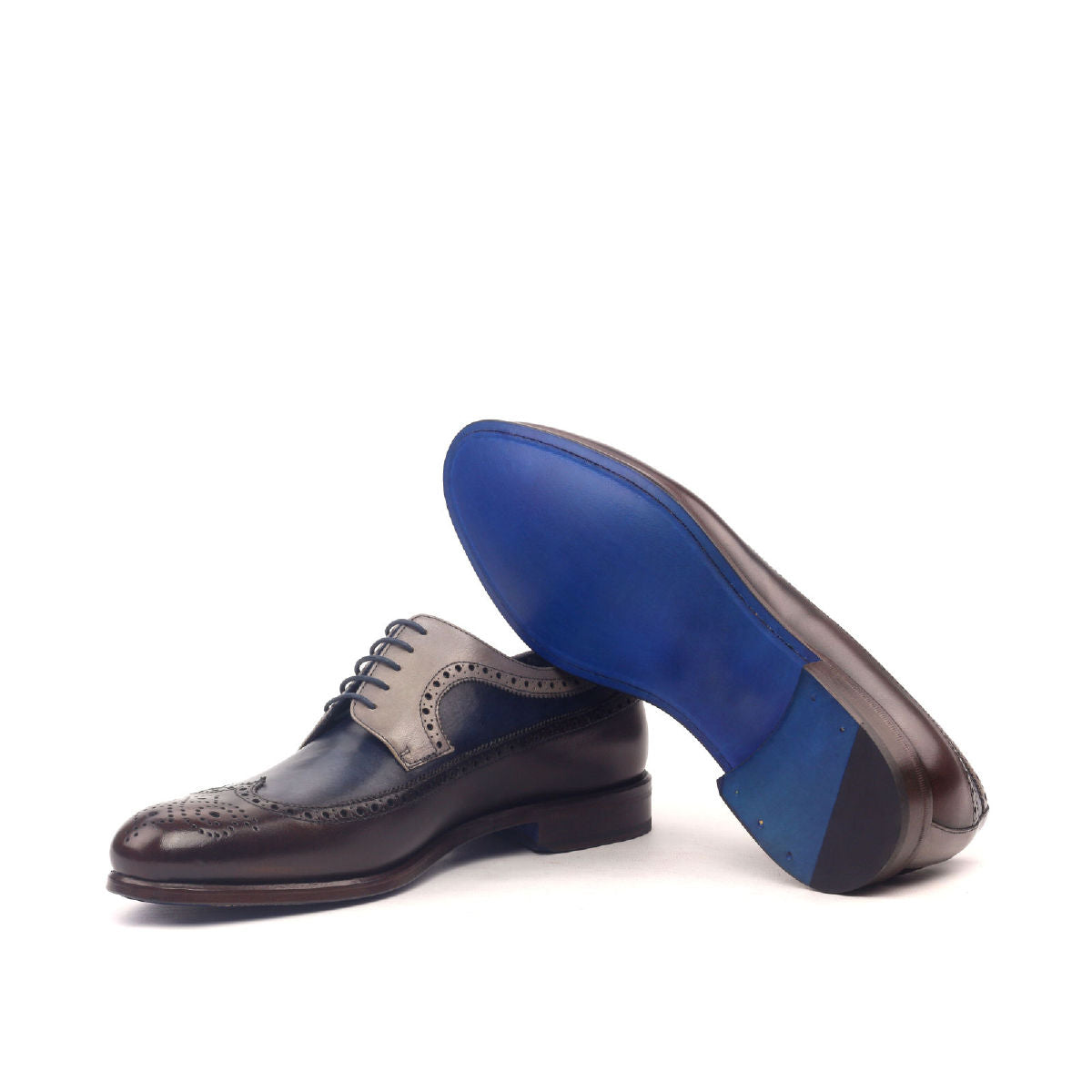 Longwing Blucher Men's Shoes in Grey & Navy