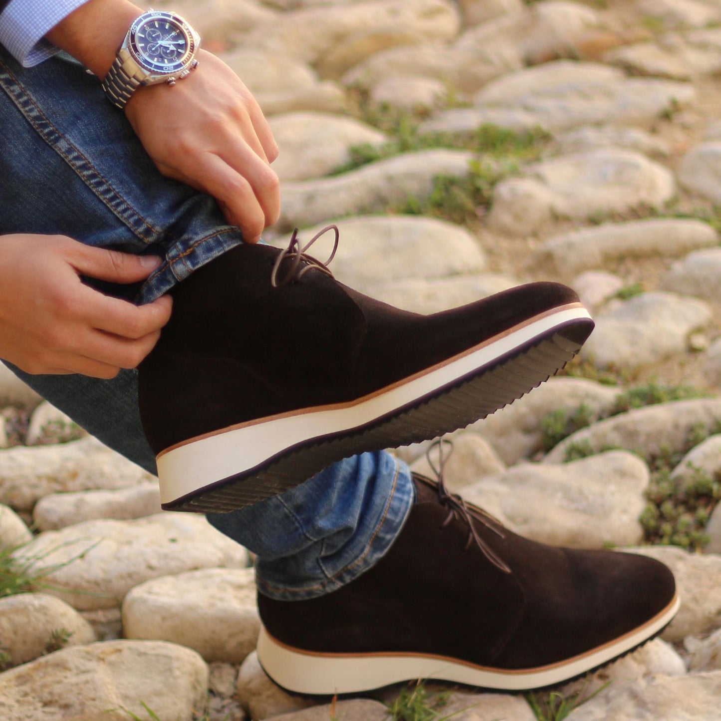 Men's Chukka Boots - Dark Brown Lux Suede