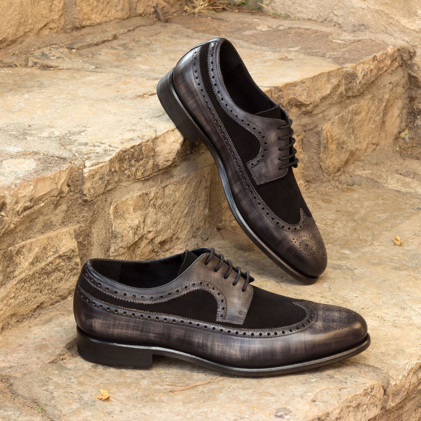 Longwing Blucher Black Kid Suede