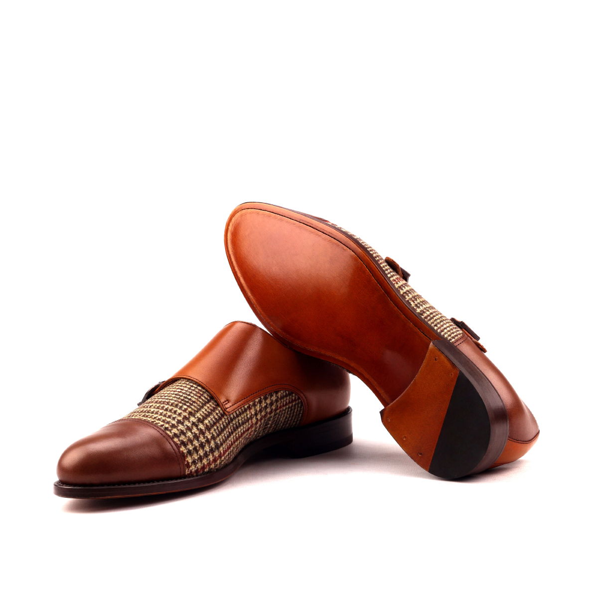 Double Monk Men's Shoes in Cognac & Brown