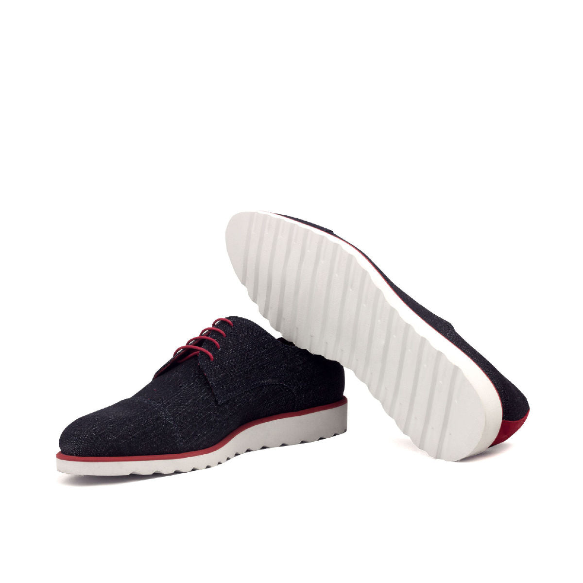 Men's Derby Shoes in Jeans Sartorial & Red Kid Suede