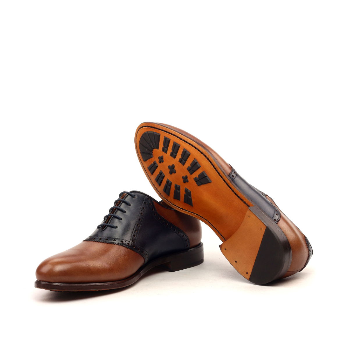 Saddle Men's Shoes Brown & Navy Painted Calf
