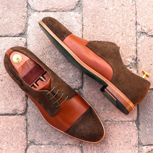 brown box calf and khaki suede Derby shoes 